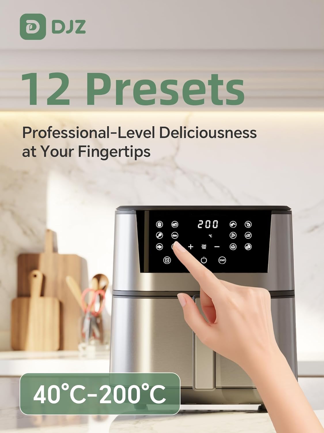 DJZ 7L Air Fryer 1650W RapidAir 12 Presets Digital Touchscreen