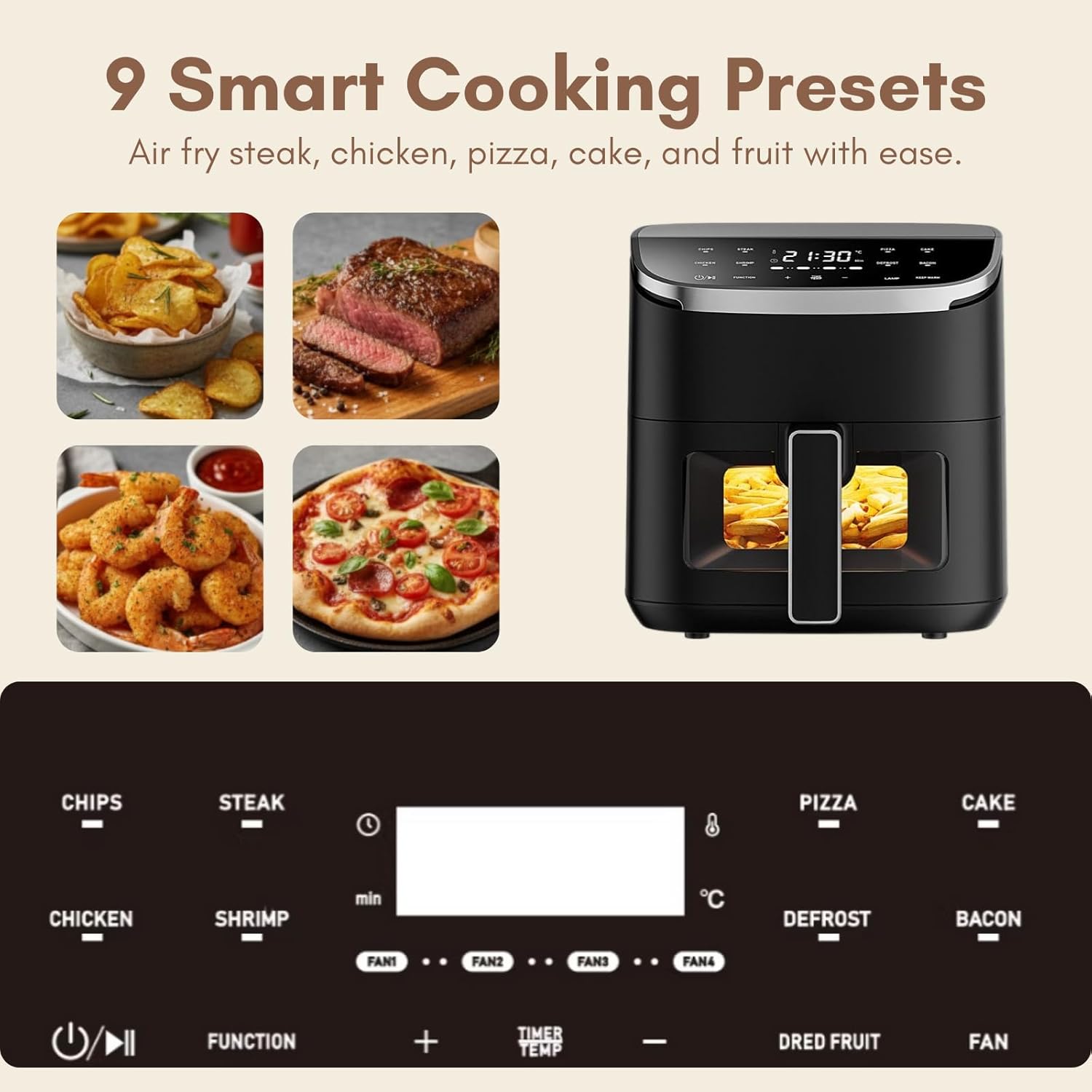 Air Fryer 6L RapidAir 1700W Digital Touchscreen 9 Cooking Modes Black