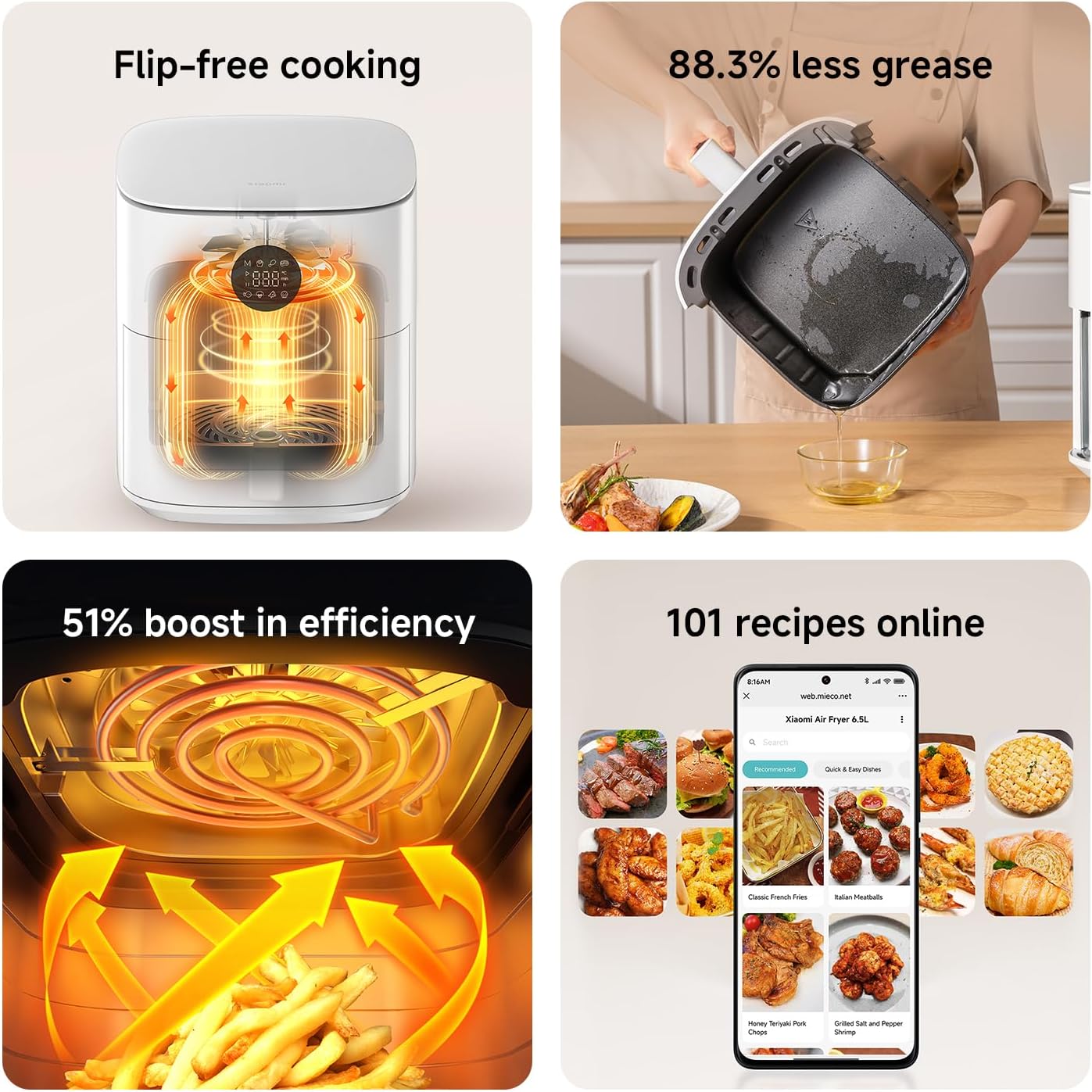 Xiaomi 6.5L Air Fryer 360° Rapid Convection 7 Presets