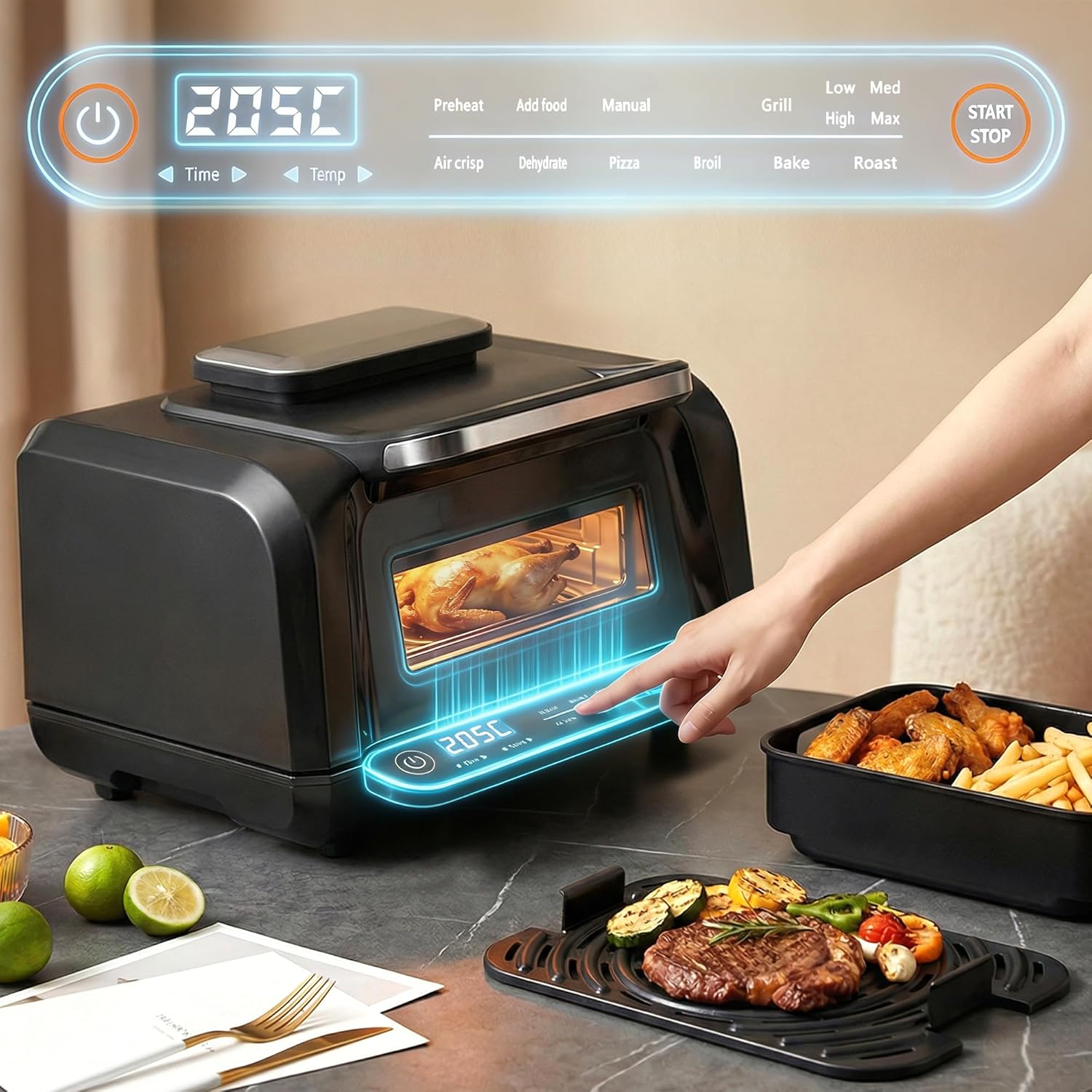 Advwin 6L Air Fryer Oven 8-in-1 1900W Digital Convection Cooker