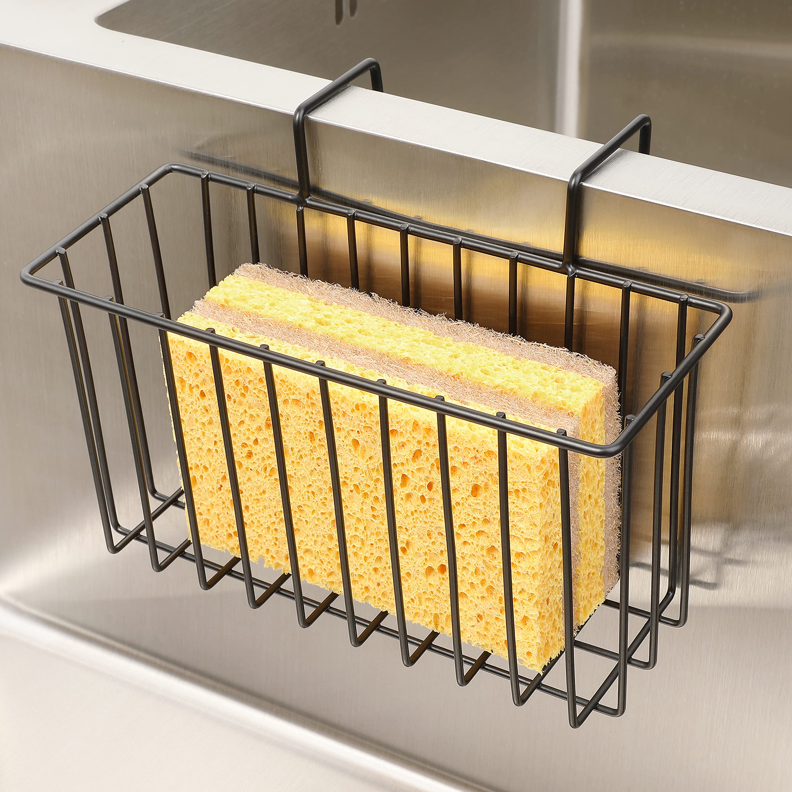 Damita Kitchen Sponge Holder Sink Basket Sink Caddy Brush Dishwashing Liquid Drainer Rack Silver Medium (6.7" x 4.5" x 4.5")