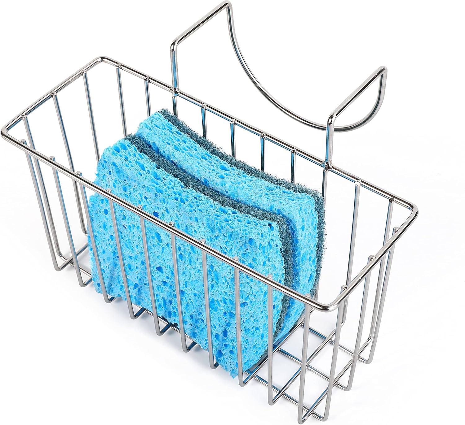 Damita Kitchen Sponge Holder Sink Basket Sink Caddy Brush Dishwashing Liquid Drainer Rack Silver Medium (6.7" x 4.5" x 4.5")