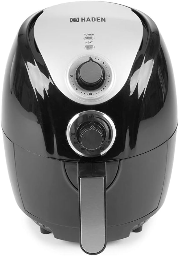 Haden 2.5L Small Air Fryer - 1300W Low Wattage, Adjustable Temperature Control, Rapid Air Circulation, Non-Stick, Easy Clean, Compact Air Fryer for 1 Person, Ideal for Small Households, Black