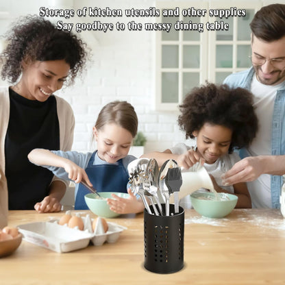 Evanda Kitchen Utensils Holder for Countertop Pack of 2, Stainless Steel Black Utensils Caddy, Farmhouse Stylish Organizer and Kitchen Decor Utensil Crock, Gift for New House New Apartment