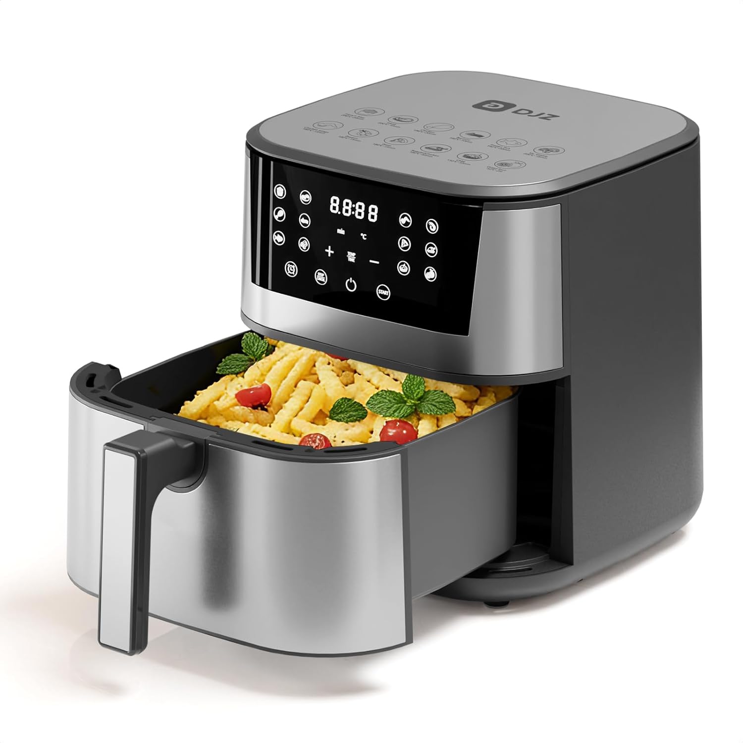 DJZ Air Fryer 7L Family Size, 1650W Rapid Air Crisp Technology, 12 One-Touch Presets, Digital Touchscreen, Oil-Free Cooking, Dishwasher Safe Basket