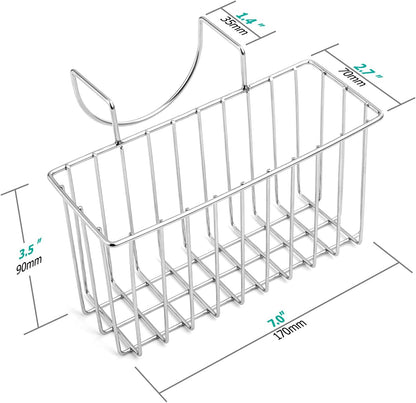 Damita Kitchen Sponge Holder Sink Basket Sink Caddy Brush Dishwashing Liquid Drainer Rack Silver Medium (6.7" x 4.5" x 4.5")