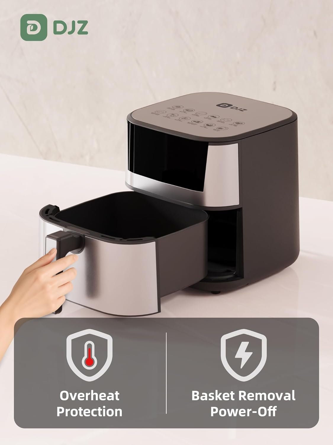 DJZ 7L Air Fryer 1650W RapidAir 12 Presets Digital Touchscreen