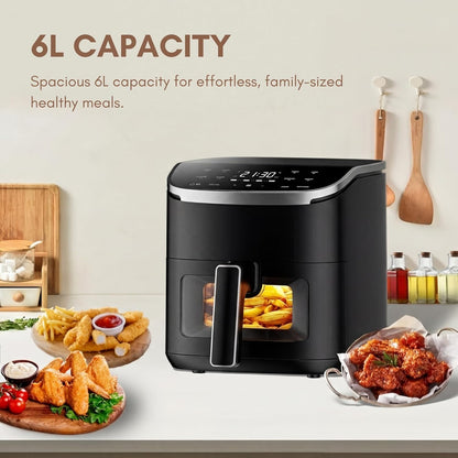 Air Fryer 6L RapidAir 1700W Digital Touchscreen 9 Cooking Modes Black
