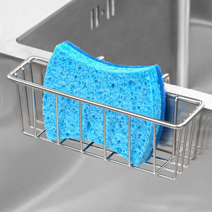 Damita Kitchen Sponge Holder Sink Basket Sink Caddy Brush Dishwashing Liquid Drainer Rack Silver Medium (6.7" x 4.5" x 4.5")