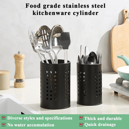 Berglander 2-Piece Black Stainless Steel Kitchen Utensil Holder Set, Farmhouse Style Countertop Organizer