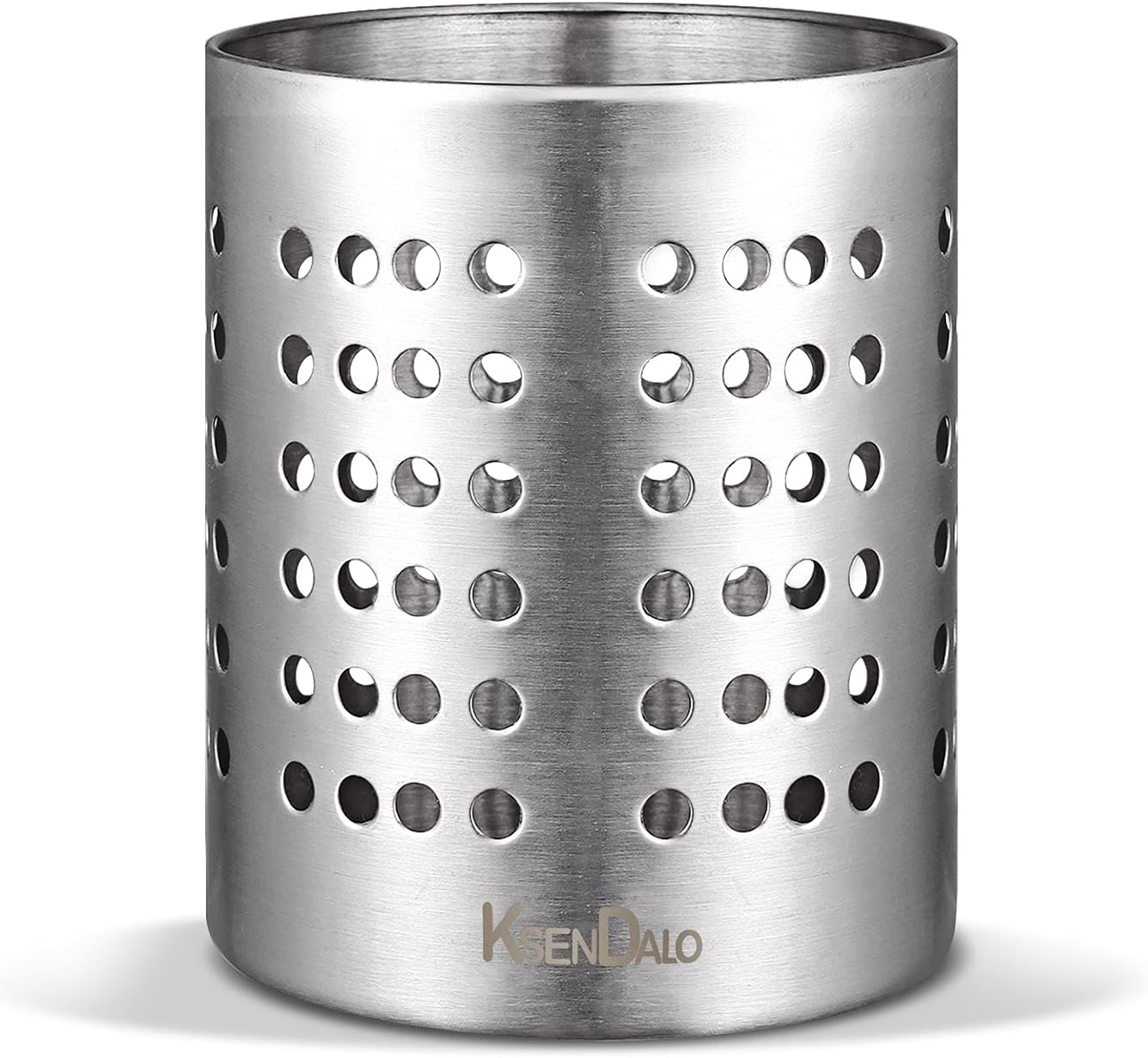 Kitchen Utensil Holder, KSENDALO Stainless Silverware Holder, Kitchen Utensil Drying Cylinder,Utility for Kitchen/Home/Office, Diameter 4.72"(L)