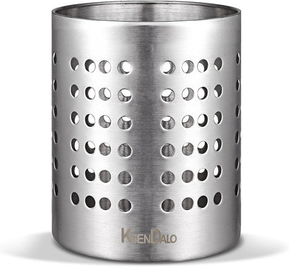 Kitchen Utensil Holder, KSENDALO Stainless Silverware Holder, Kitchen Utensil Drying Cylinder,Utility for Kitchen/Home/Office, Diameter 4.72"(L)