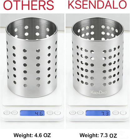 Kitchen Utensil Holder, KSENDALO Stainless Silverware Holder, Kitchen Utensil Drying Cylinder,Utility for Kitchen/Home/Office, Diameter 4.72"(L)