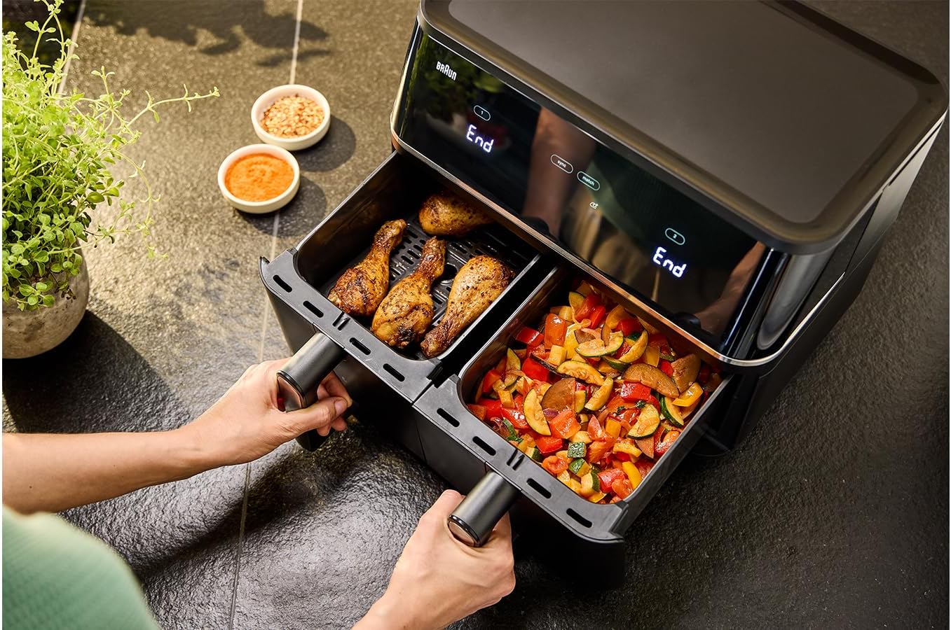 Braun TwinCook 5 Dual Air Fryer 10L 2400W Touch Control Black