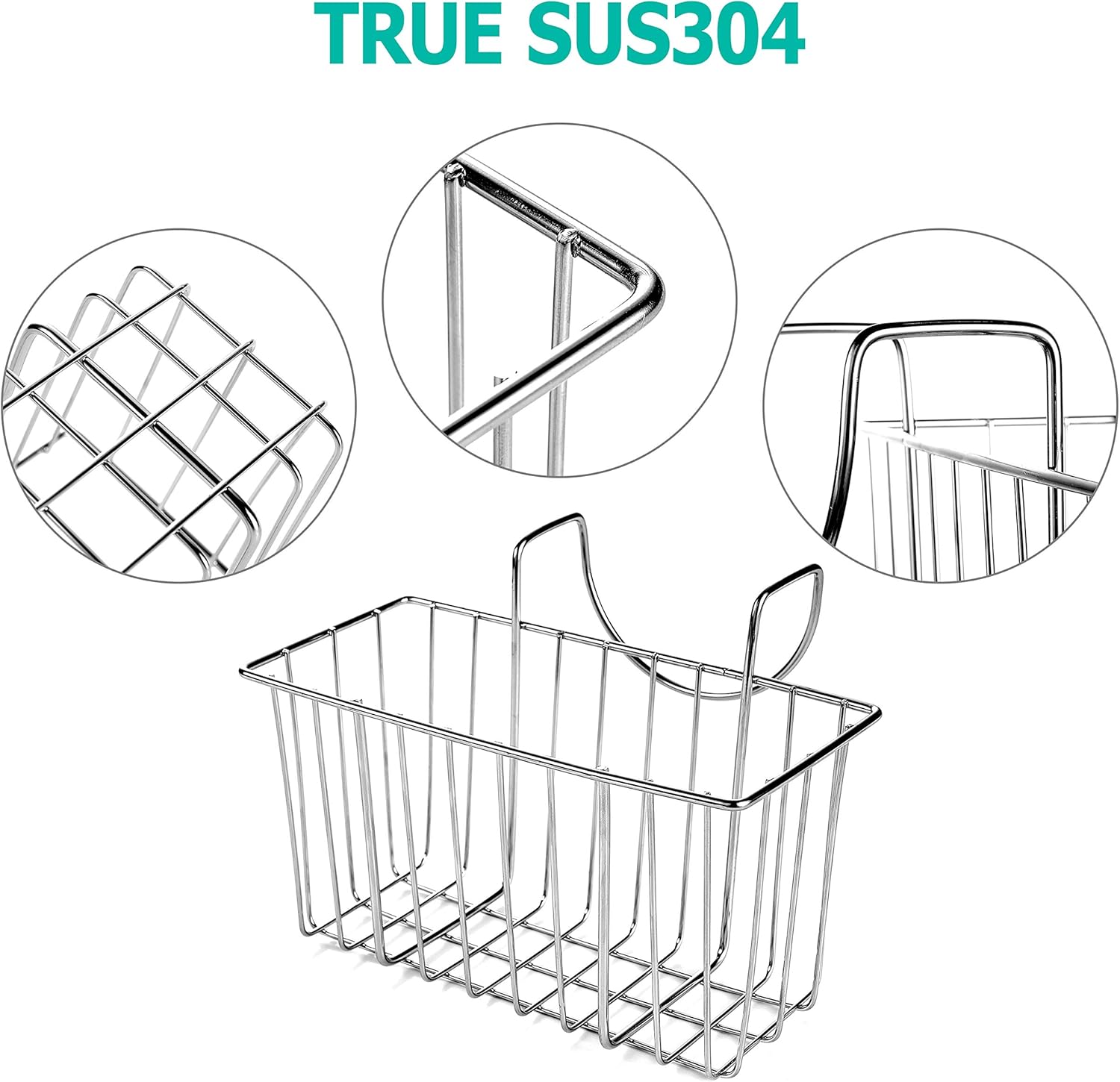 Damita Kitchen Sponge Holder Sink Basket Sink Caddy Brush Dishwashing Liquid Drainer Rack Silver Medium (6.7" x 4.5" x 4.5")