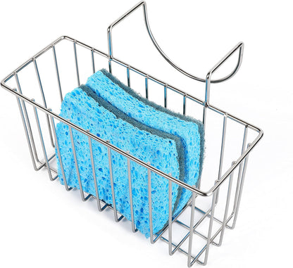 Damita Kitchen Sponge Holder Sink Basket Sink Caddy Brush Dishwashing Liquid Drainer Rack Silver Medium (6.7" x 4.5" x 4.5")